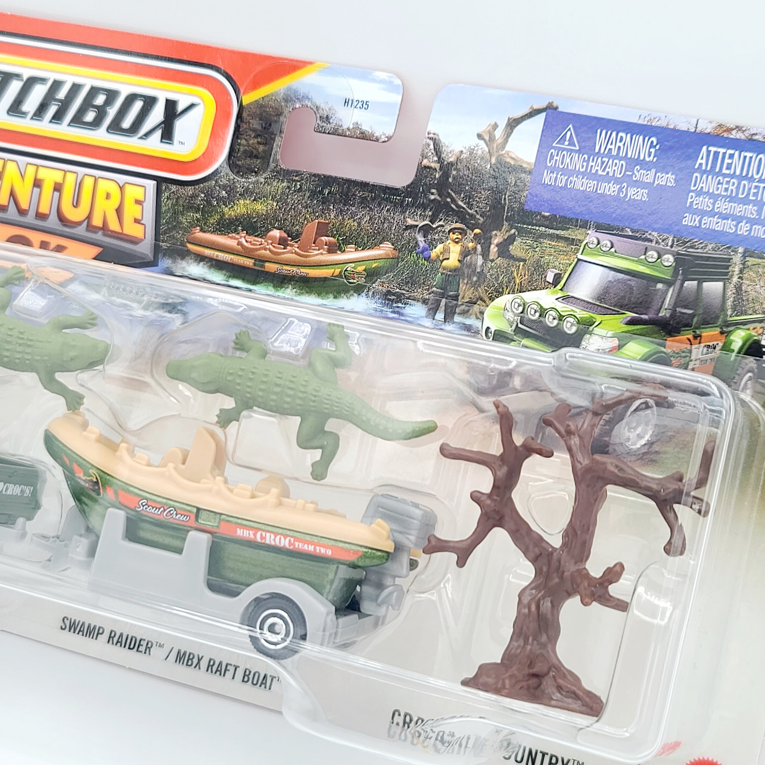 Matchbox Swamp Raider / Raft Boat Trailer - Crocodile Country (2025 Adventure Pack Mix 2)